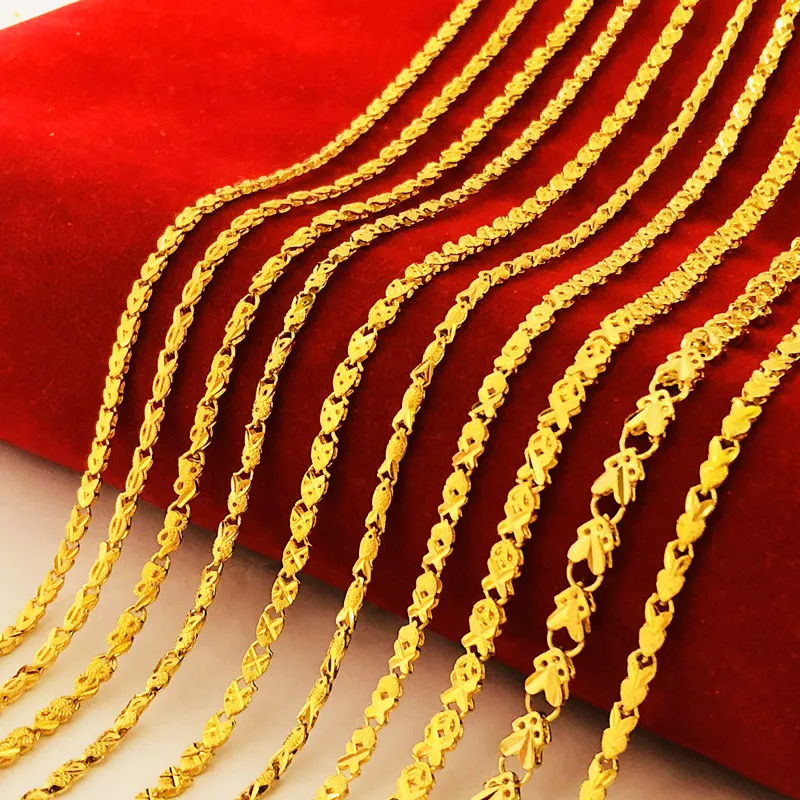 Pure gold color 3mm link chain necklace for women 45cm,Wholesale 24k Yellow Gold Party Gifts Fashion Engagement Wedding Jewelry
Pure gold color 3mm link chain necklace for women 45cm,Wholesale 24k Yellow Gold Party Gifts Fashion Engagement Wedding Jewelry