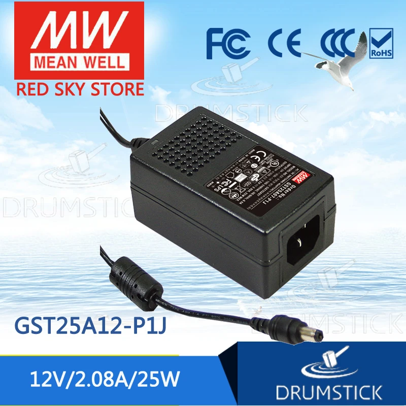 Steady MEAN WELL GST25A12 P1J 12V 2.08A meanwell GST25A 25W AC DC высоконадежный промышленный адаптер|12v 25w|mean