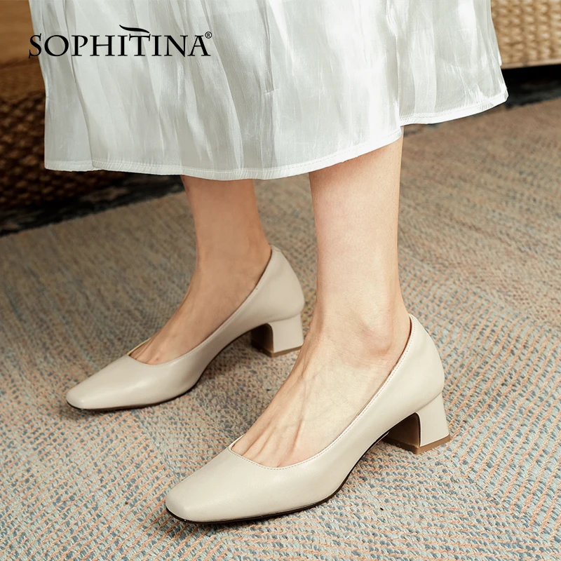 SOPHITINA Solid Thick Heel Women's Shoes Genuine Leather Shallow Shoes Square Toe Hot Sale Comfort Spring Autumn Lady Pumps AO58
SOPHITINA Solid Thick Heel Women's Shoes Genuine Leather Shallow Shoes Square Toe Hot Sale Comfort Spring Autumn Lady Pumps AO58