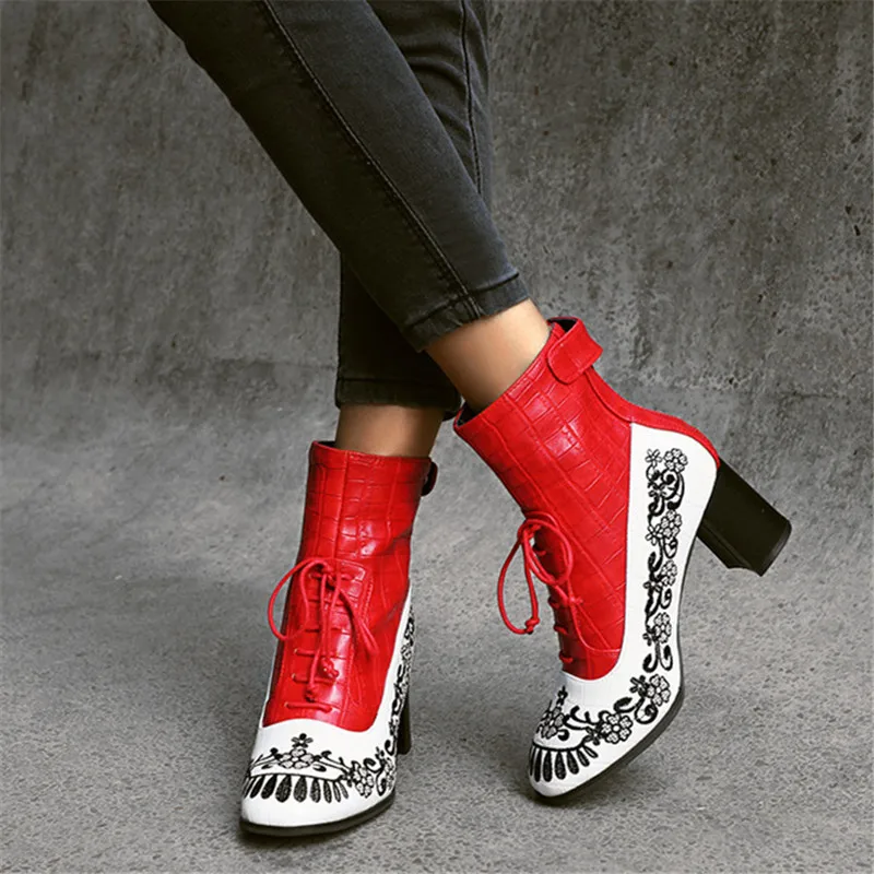 MEMUNIA 2020 new fashion autumn winter ankle boots for women high heels shoes lace up zip embroider dress office shoes woman
MEMUNIA 2020 new fashion autumn winter ankle boots for women high heels shoes lace up zip embroider dress office shoes woman