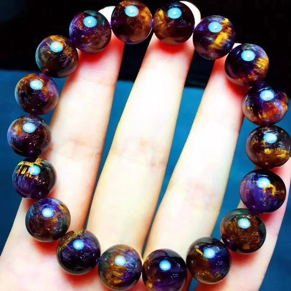 11.5mm Genuine Natural Gold Cacoxenite Purple Rutilated Quartz Bracelet Women Men Cat Eye Crystal Clear Round Beads AAAAAA
11.5mm Genuine Natural Gold Cacoxenite Purple Rutilated Quartz Bracelet Women Men Cat Eye Crystal Clear Round Beads AAAAAA