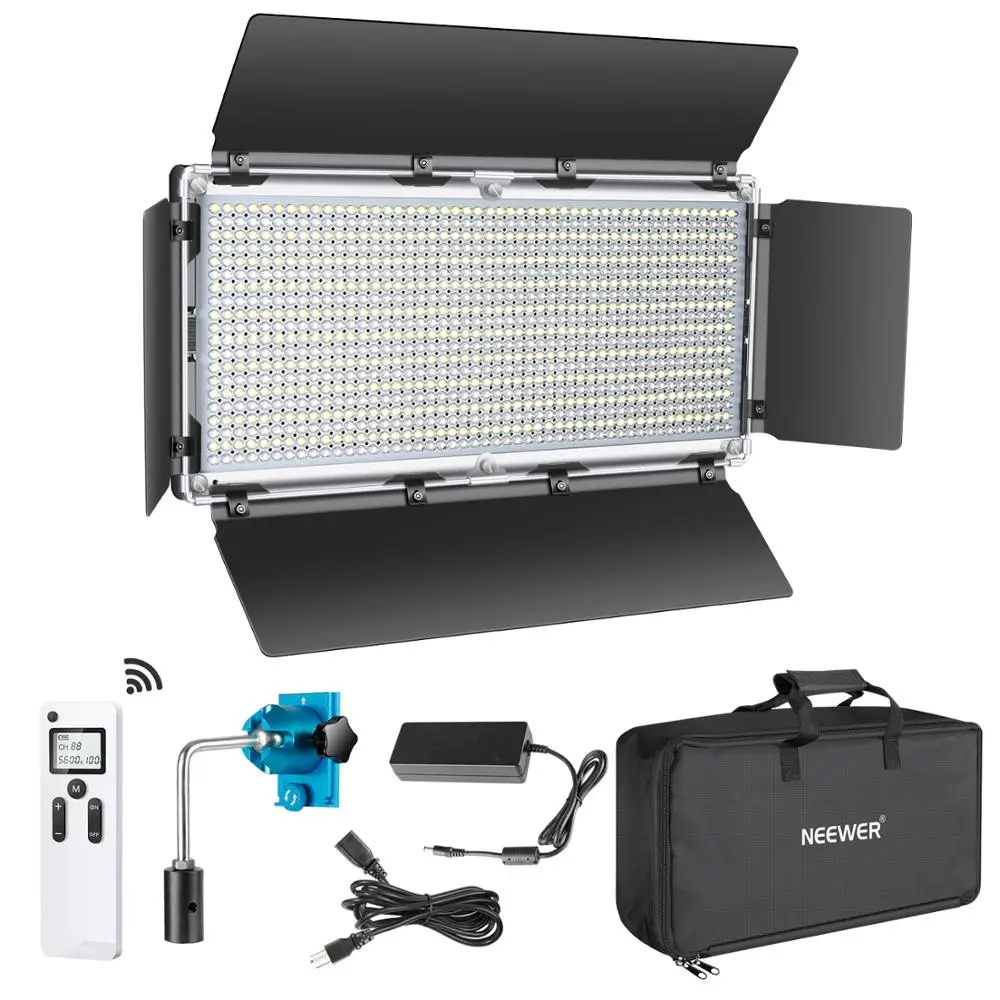 Neewer Advanced 2.4G 960 LED Video Light with Barndoor, Dimmable Bi-Color LED Panel with LCD Screen and 2.4G Wireless Remote
Neewer Advanced 2.4G 960 LED Video Light with Barndoor, Dimmable Bi-Color LED Panel with LCD Screen and 2.4G Wireless Remote