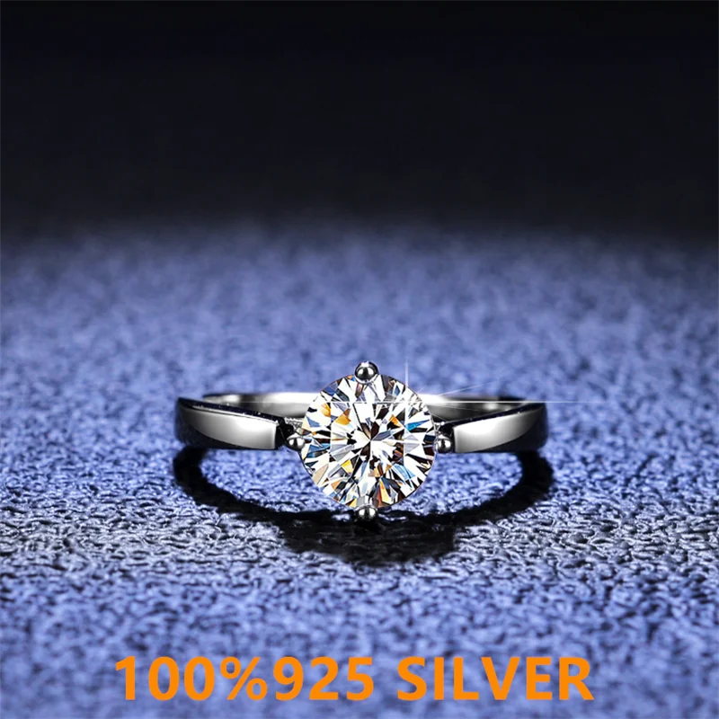 925 colorfast women's Sterling Silver Ring D-COLOR mosan diamond four claw ring charm exquisite anniversary gift jewelry
925 colorfast women's Sterling Silver Ring D-COLOR mosan diamond four claw ring charm exquisite anniversary gift jewelry