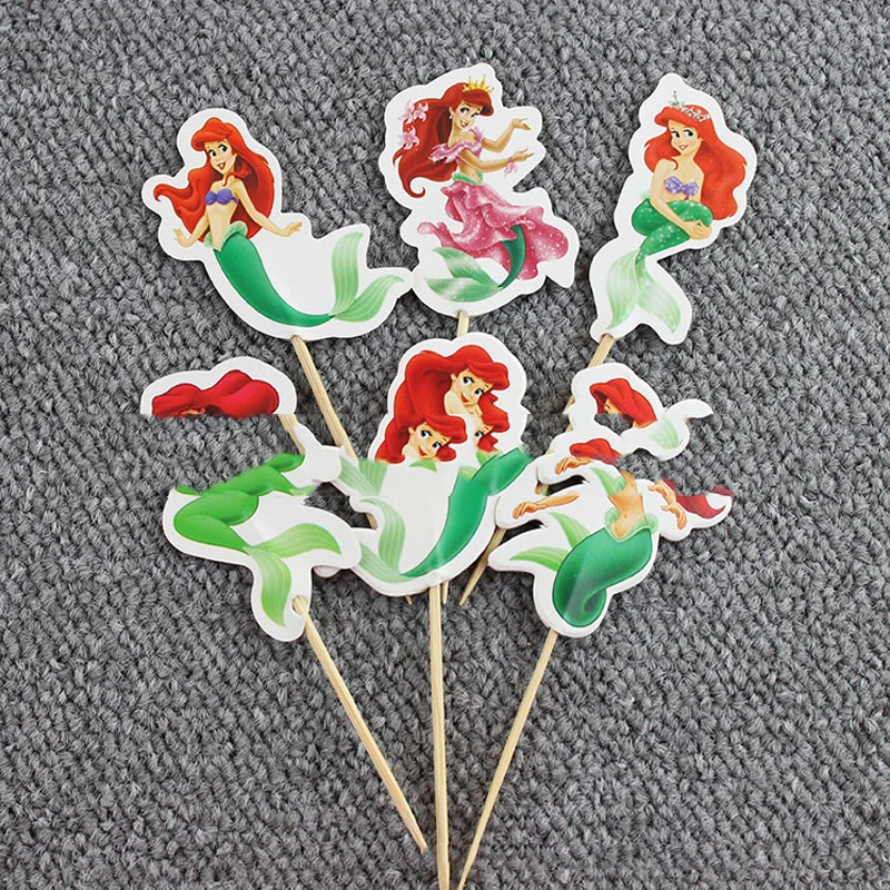 Happy Birthday Events Party Baby Girls Kids Favors Little Mermaid Cake Card Wtih Sticks Decorations Cupcake Toppers 24pcs/lot
Happy Birthday Events Party Baby Girls Kids Favors Little Mermaid Cake Card Wtih Sticks Decorations Cupcake Toppers 24pcs/lot