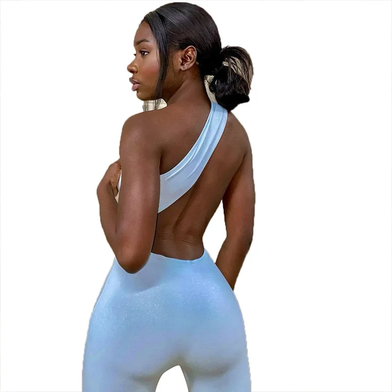 European and American style women's one-shoulder irregular backless sleeveless solid color casual jumpsuit shorts
European and American style women's one-shoulder irregular backless sleeveless solid color casual jumpsuit shorts