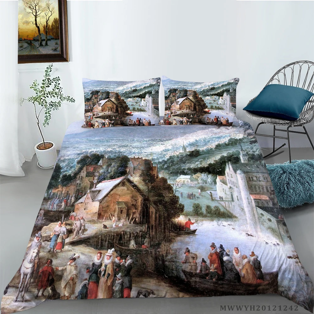 Hot Oil Painting Landscape Printing Bedding set Quilt cover with Pillowcases Artistic Bedroom Decor 2/3pcs
Hot Oil Painting Landscape Printing Bedding set Quilt cover with Pillowcases Artistic Bedroom Decor 2/3pcs