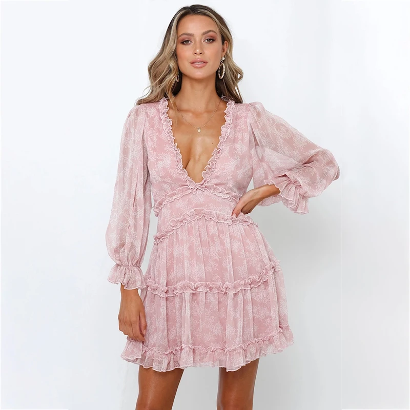 Floral Print Dresses Women Mini Skirt Lantern sleeve V-neck Backless High Waist Spring Summer Vacation Beach Dress Sexy Elegant
Floral Print Dresses Women Mini Skirt Lantern sleeve V-neck Backless High Waist Spring Summer Vacation Beach Dress Sexy Elegant