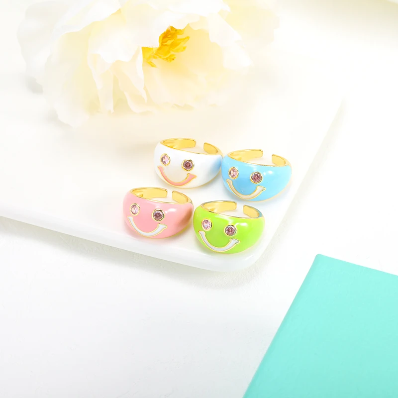 New Neon Color Zircon Handmade Drip Oil Eyes Smiley Colorful Rings Party Fashion Jewelry for Women Girl Open Adgustable BFF 
New Neon Color Zircon Handmade Drip Oil Eyes Smiley Colorful Rings Party Fashion Jewelry for Women Girl Open Adgustable BFF