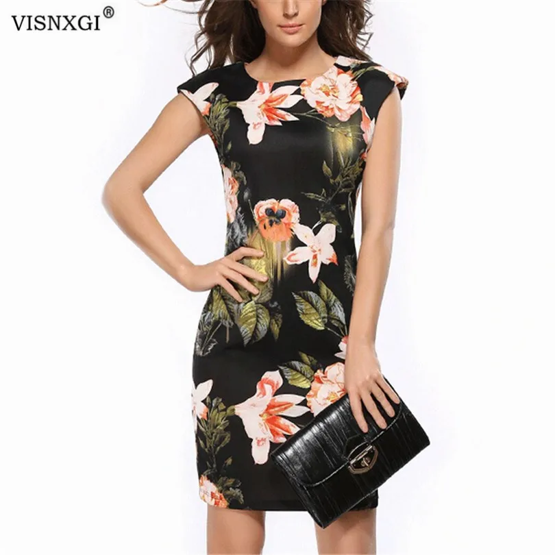 VISNXGI Femme Dress Women Summer Casual New Floral Print Dresses Work Sleeveless Ladies Floral Bodycon Sheath Package Hip Dress 
VISNXGI Femme Dress Women Summer Casual New Floral Print Dresses Work Sleeveless Ladies Floral Bodycon Sheath Package Hip Dress