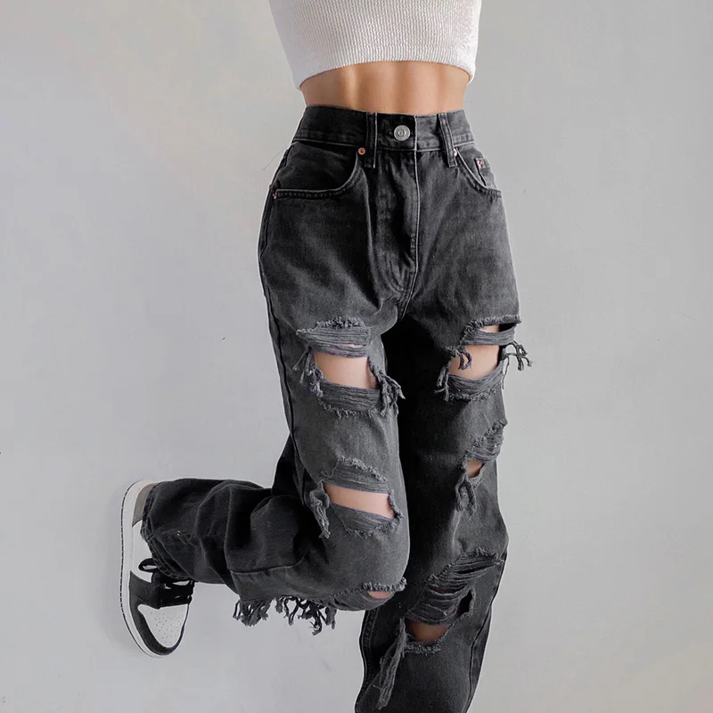 Hole Irregular Denim Pant Fashion High Street Loose Casual Pant Summer 2021 Streetwear Button High Wasit Women Straight Pant
Hole Irregular Denim Pant Fashion High Street Loose Casual Pant Summer 2021 Streetwear Button High Wasit Women Straight Pant