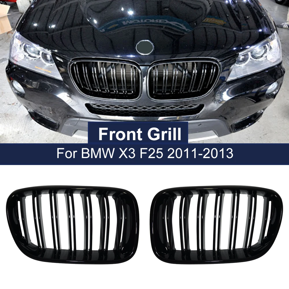 1 Pair Front Kidney Grilles Racing Grills for BMW X3 F25 2010 2011 2012 2013 Dual 2 Slats Double Line Bumper Grille Replacement
1 Pair Front Kidney Grilles Racing Grills for BMW X3 F25 2010 2011 2012 2013 Dual 2 Slats Double Line Bumper Grille Replacement