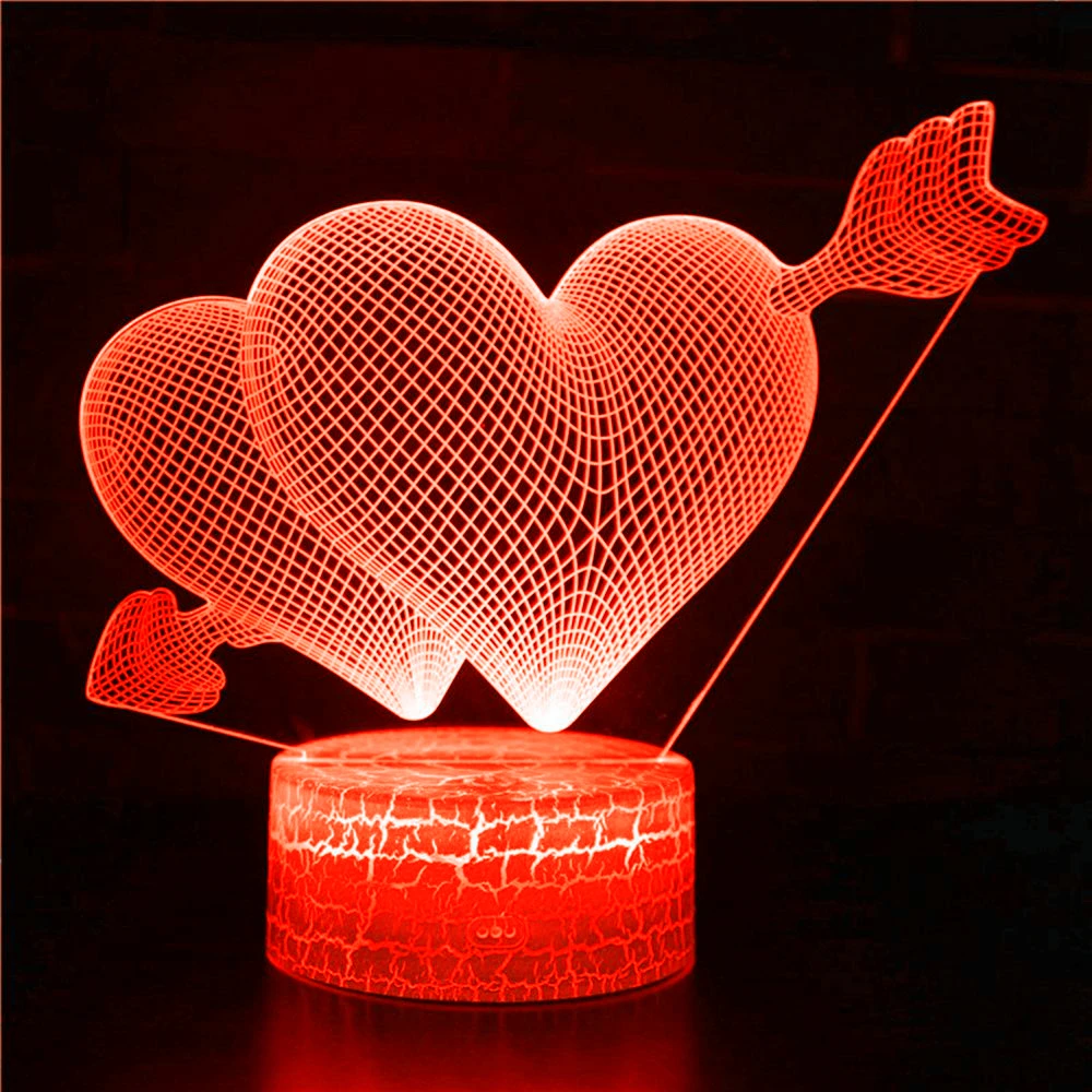 Love Rose Fashion One Arrow Through Heart 3D Illusion Table Lamp Double Heart LED USB Night Light Valentine's Day Gift for her
Love Rose Fashion One Arrow Through Heart 3D Illusion Table Lamp Double Heart LED USB Night Light Valentine's Day Gift for her