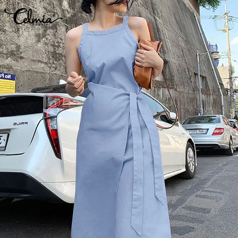 2021 Celmia Fashion Suspenders Casual Midi Dress Women Sexy Square Collar Sleeveless Vestidos Elegant Bandage Wrapped Sundress
2021 Celmia Fashion Suspenders Casual Midi Dress Women Sexy Square Collar Sleeveless Vestidos Elegant Bandage Wrapped Sundress