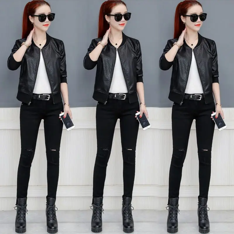 Plus Cotton/No Cotton Added Short Leather Coat Coat Female Spring and Autumn New Style Korean-style PU Leather Loose Baseball Un
Plus Cotton/No Cotton Added Short Leather Coat Coat Female Spring and Autumn New Style Korean-style PU Leather Loose Baseball Un