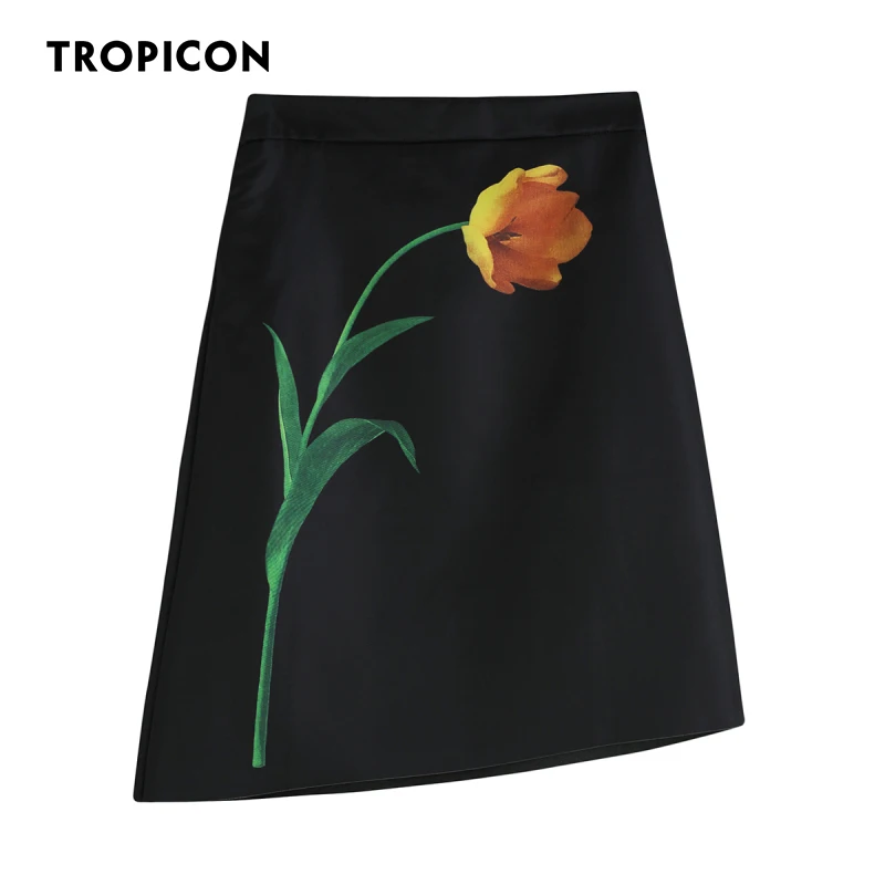 TROPICON Tulip Print High Waisted Skirt Women A Line Black Floral Knee Length Ladies Skirt Korean Fashion Autumn 2021 Clothing
TROPICON Tulip Print High Waisted Skirt Women A Line Black Floral Knee Length Ladies Skirt Korean Fashion Autumn 2021 Clothing