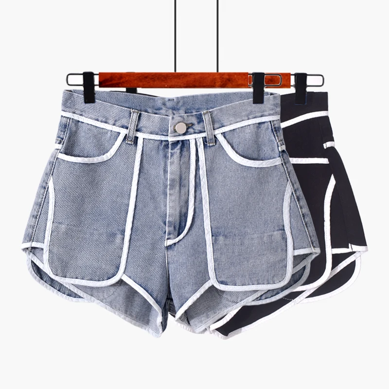 White Striped Tape Detail Denim Shorts Women Black Jeans Shorts Summer Blue Cotton High Waist Wide Leg Tape Trim Jean Shorts
White Striped Tape Detail Denim Shorts Women Black Jeans Shorts Summer Blue Cotton High Waist Wide Leg Tape Trim Jean Shorts