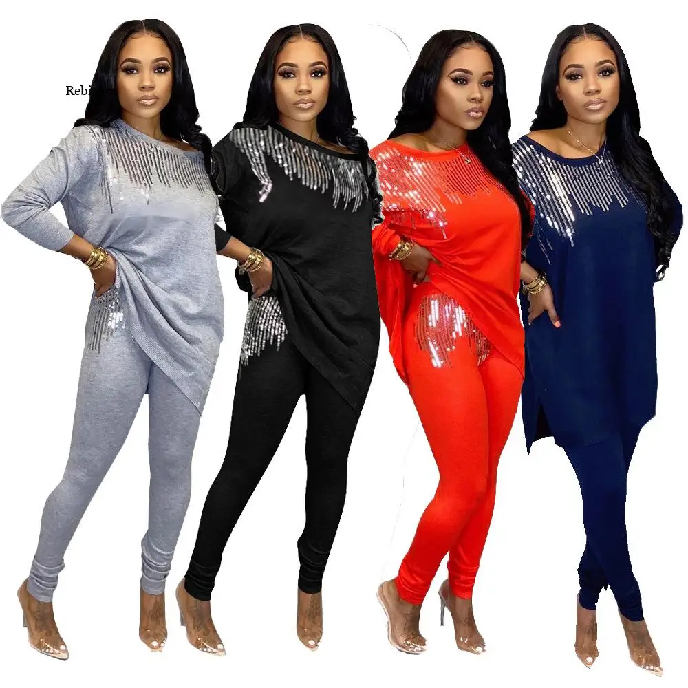 Winter Women Sets Full Sleeve Sequined Top + Pants Suits Two Piece Set Casual Tracksuits Loose Fitness Streetwear Outfits 
Winter Women Sets Full Sleeve Sequined Top + Pants Suits Two Piece Set Casual Tracksuits Loose Fitness Streetwear Outfits