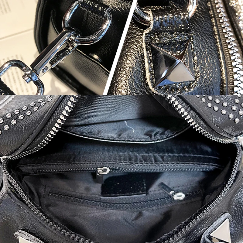 Rivet Bag Microfiber Synthetic Leather Women Handbag Tote Top Handle Shoulder Crossbody Luxury Main Female 
Rivet Bag Microfiber Synthetic Leather Women Handbag Tote Top Handle Shoulder Crossbody Luxury Main Female