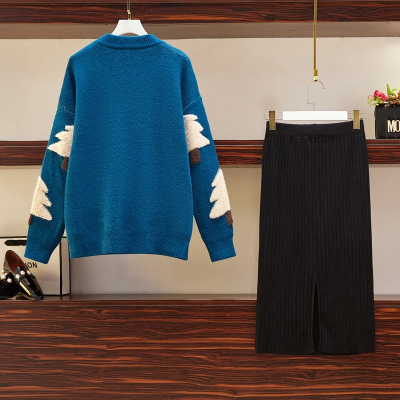 2020 new winter fashion two pcs clothing set pullover Christmas tree pullover sweater black skirt suits knitwear outfit festival 
2020 new winter fashion two pcs clothing set pullover Christmas tree pullover sweater black skirt suits knitwear outfit festival
