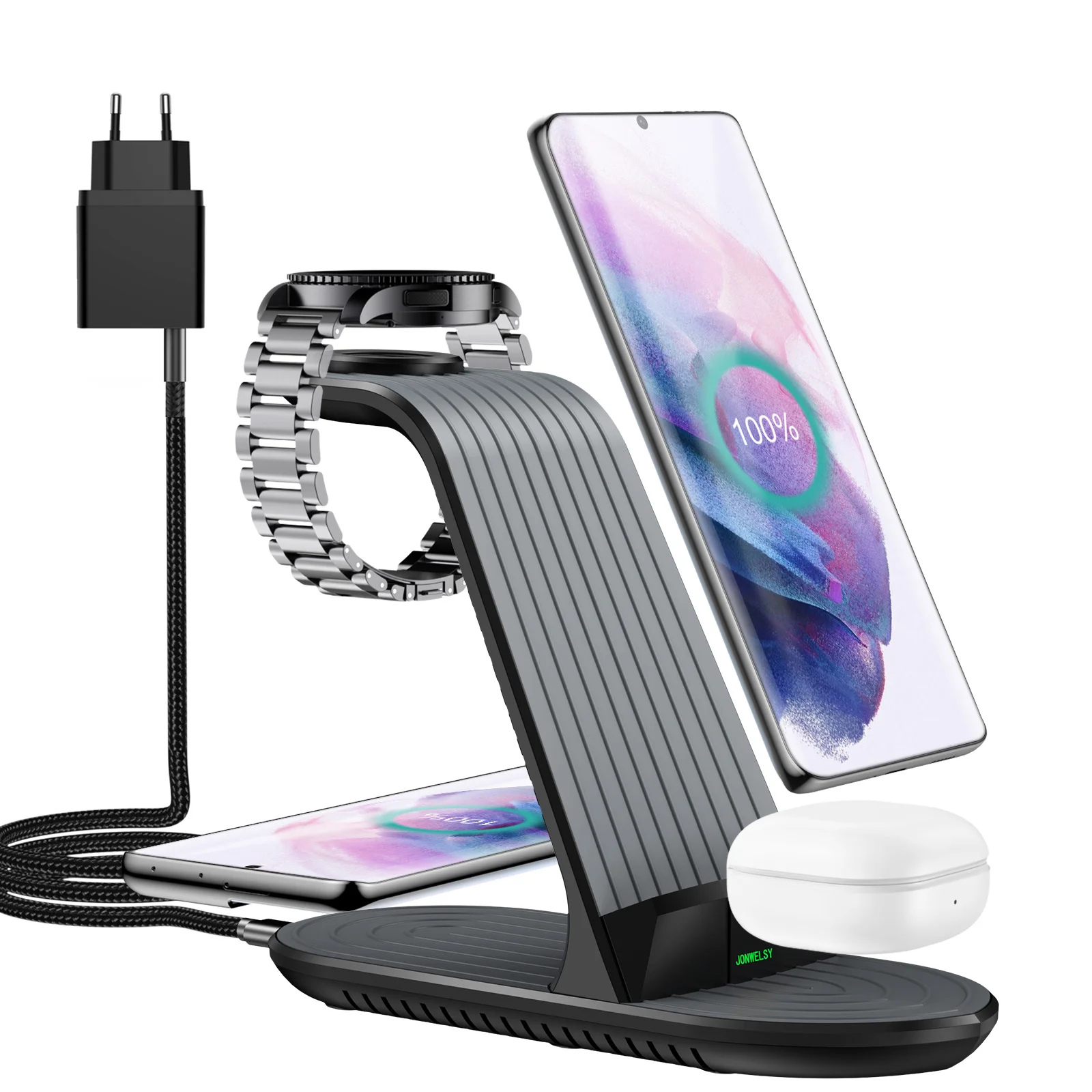 Беспроводное зарядное устройство 4 в 1, быстрая зарядная станция Qi для Samsung Galaxy Watch 3/Active 2/Gear S3/Sport/Buds/S21/Note 20, iPhone 12
Беспроводное зарядное устройство 4 в 1, быстрая зарядная станция Qi для Samsung Galaxy Watch 3/Active 2/Gear S3/Sport/Buds/S21/Note 20, iPhone 12