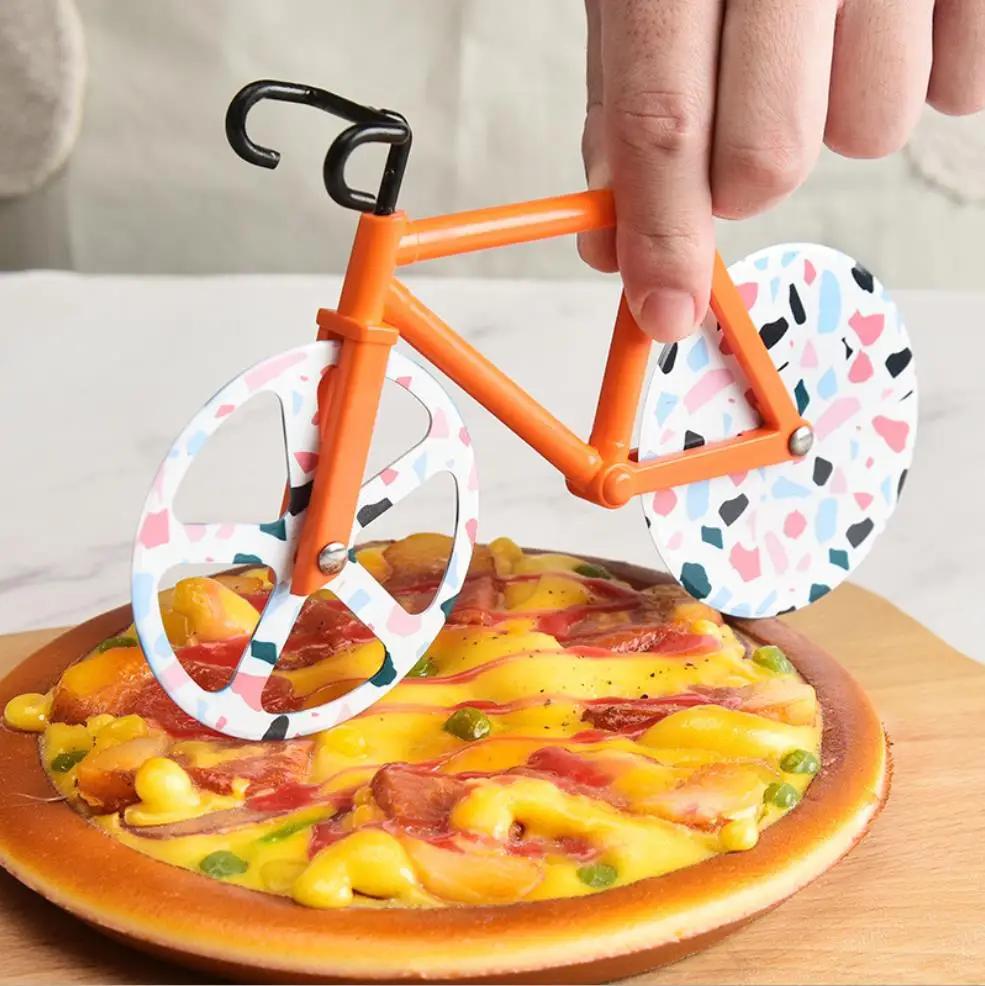 Stainless Steel Pizza Cutter Two Wheeled Bike Shaped Pizza Cutter Bike Wheel High Quality Practical New Pizza Tool Cutter Knives
Stainless Steel Pizza Cutter Two Wheeled Bike Shaped Pizza Cutter Bike Wheel High Quality Practical New Pizza Tool Cutter Knives