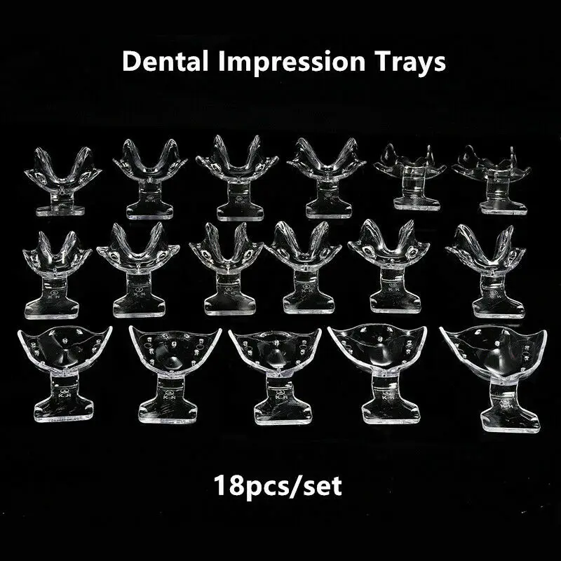 18Pcs Dental Impression Trays Frame Cut Back Edentulous Jaw Sterilize Clear Repeated Use Denture Made
18Pcs Dental Impression Trays Frame Cut Back Edentulous Jaw Sterilize Clear Repeated Use Denture Made