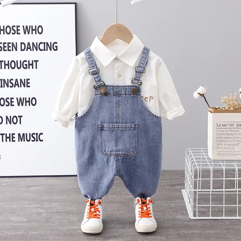 Baby Boys Clothing Sets 2021 Spring Autumn Kids Fashion Solid Shirt+ Denim Suspenders Pants Toddler Girls Casual Clothes Outfits
Baby Boys Clothing Sets 2021 Spring Autumn Kids Fashion Solid Shirt+ Denim Suspenders Pants Toddler Girls Casual Clothes Outfits