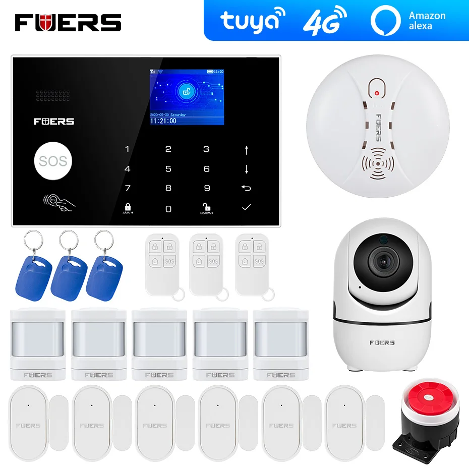 Tuya 4G Wifi GSM alarm systems security Alexa App Camera Touch Keypad Smart Home Burglar Alarm System Security Smoke Sensor
Tuya 4G Wifi GSM alarm systems security Alexa App Camera Touch Keypad Smart Home Burglar Alarm System Security Smoke Sensor