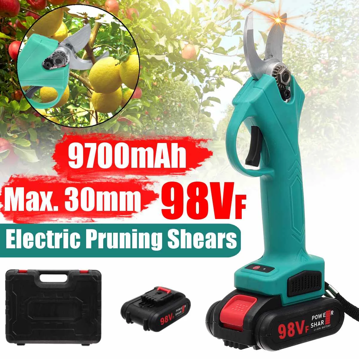 98V 1500W Wireless Electric Rechargeable Scissors Pruning Shears Tree Garden Tool Branches Pruning Tools With 2 Li-ion Battery
98V 1500W Wireless Electric Rechargeable Scissors Pruning Shears Tree Garden Tool Branches Pruning Tools With 2 Li-ion Battery