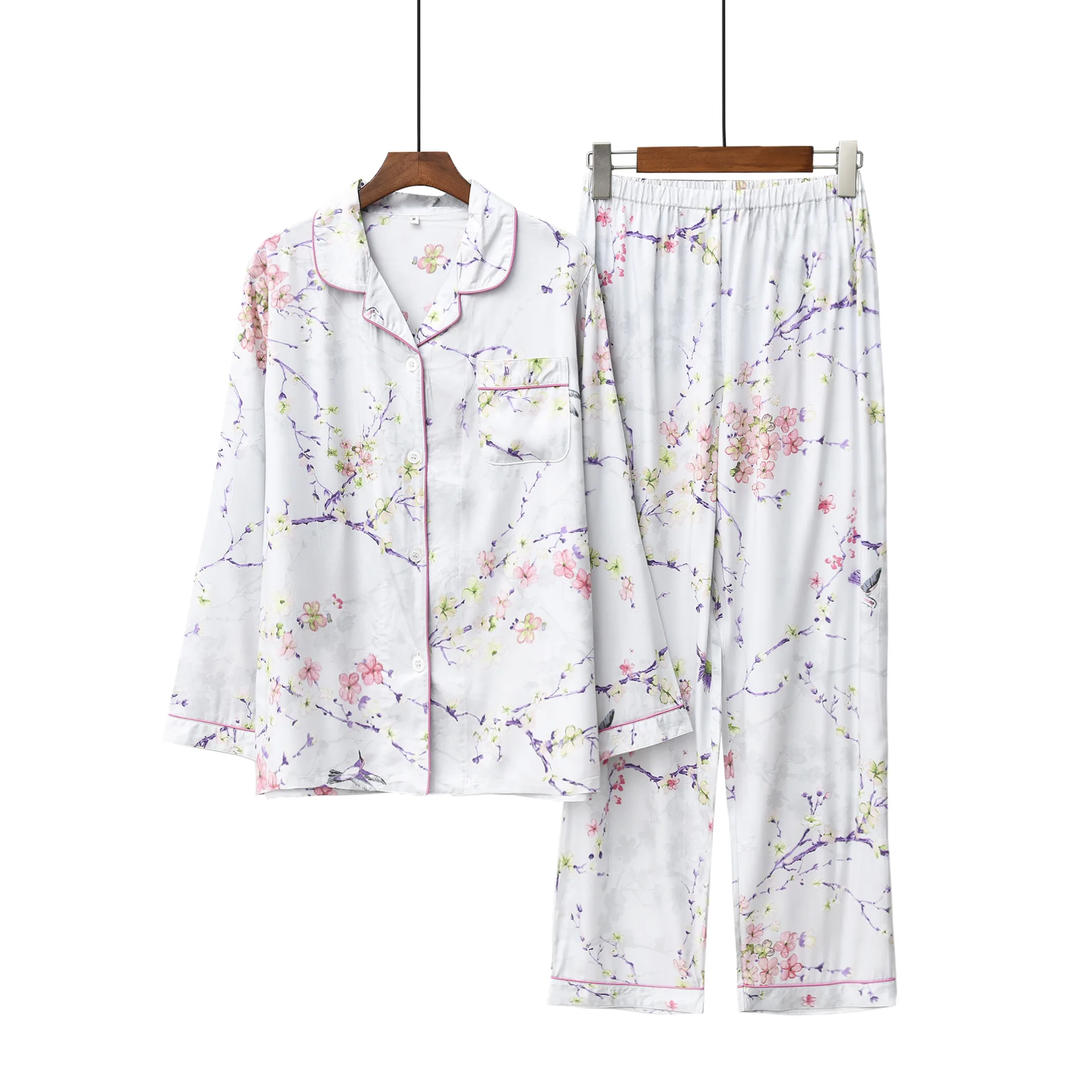Spring And Summer Pajamas Female Tencel Cotton Lapel Printed Home Service Long-Sleeved Trousers Can Wear Outside Women Nighties
Spring And Summer Pajamas Female Tencel Cotton Lapel Printed Home Service Long-Sleeved Trousers Can Wear Outside Women Nighties