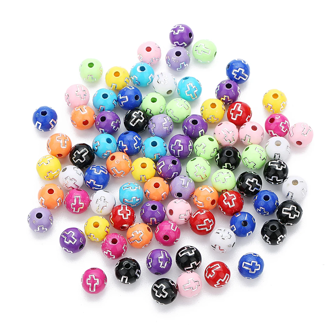 Beadtales 100pcs/lot 8mm Acrylic Beads Round Cross Pattern Mix Color Spacer Beads For Jewelry Making Accessories wholesale 
Beadtales 100pcs/lot 8mm Acrylic Beads Round Cross Pattern Mix Color Spacer Beads For Jewelry Making Accessories wholesale