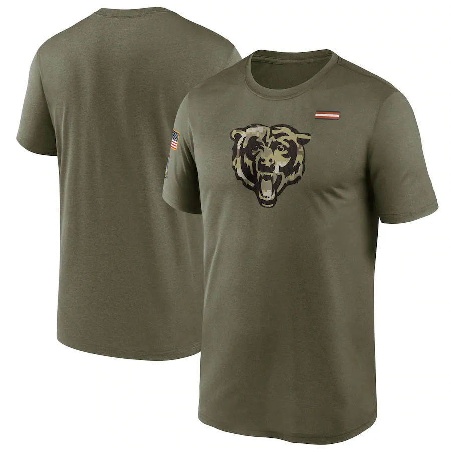 

Chicago Men Brand sports Olive T Shirt Bears 2021 Salute To Service Legend Performance American football T-Shirt