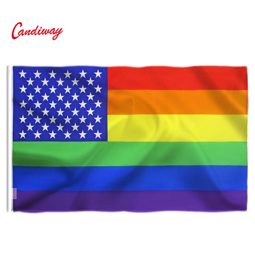Candiway American Gay Flag colors rainbow Flags Polyester with Brass Grommets 3 X 5 Ft Vivid Color UV Fade Resistan 
Candiway American Gay Flag colors rainbow Flags Polyester with Brass Grommets 3 X 5 Ft Vivid Color UV Fade Resistan