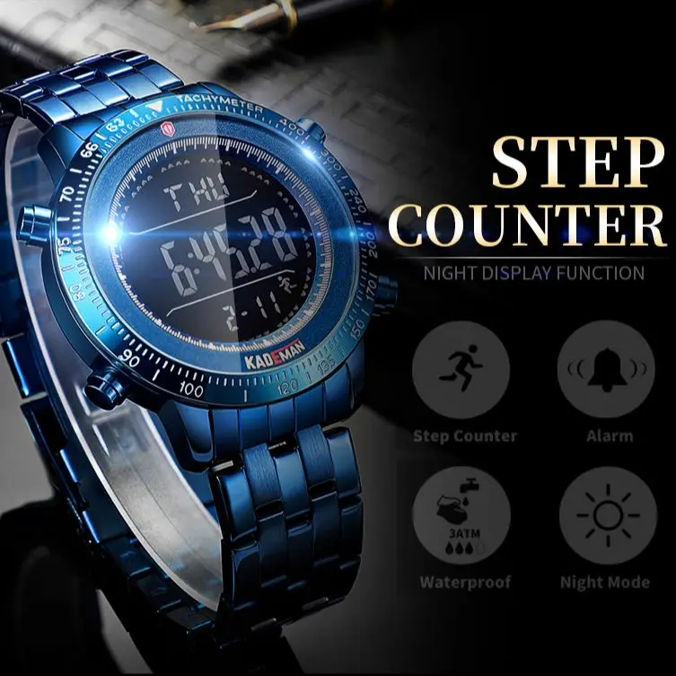 KADEMAN 849 Men Watch Outdoor Multifunctional Digital Clock Luminous Waterproof Sports Stainless Steel Men's Electronic Watches
KADEMAN 849 Men Watch Outdoor Multifunctional Digital Clock Luminous Waterproof Sports Stainless Steel Men's Electronic Watches