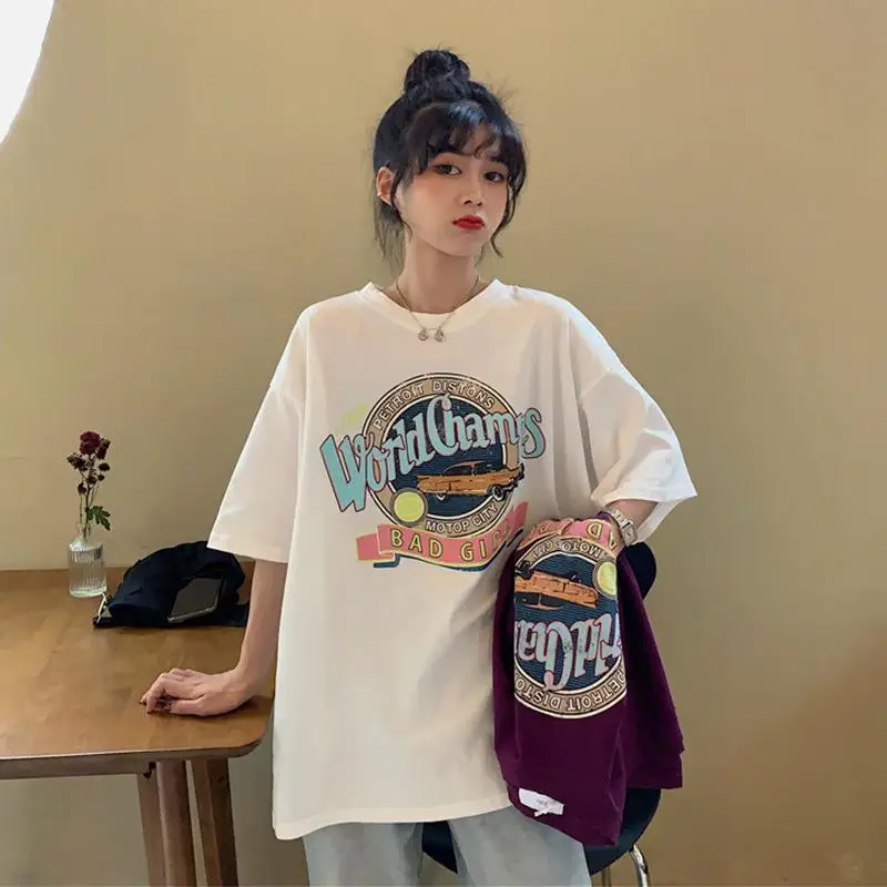 2021 Summer New Retro American Cars Loose Cartoon Letter Pattern College Wind Short Sleeve T-shirt Women's Wild Top
2021 Summer New Retro American Cars Loose Cartoon Letter Pattern College Wind Short Sleeve T-shirt Women's Wild Top