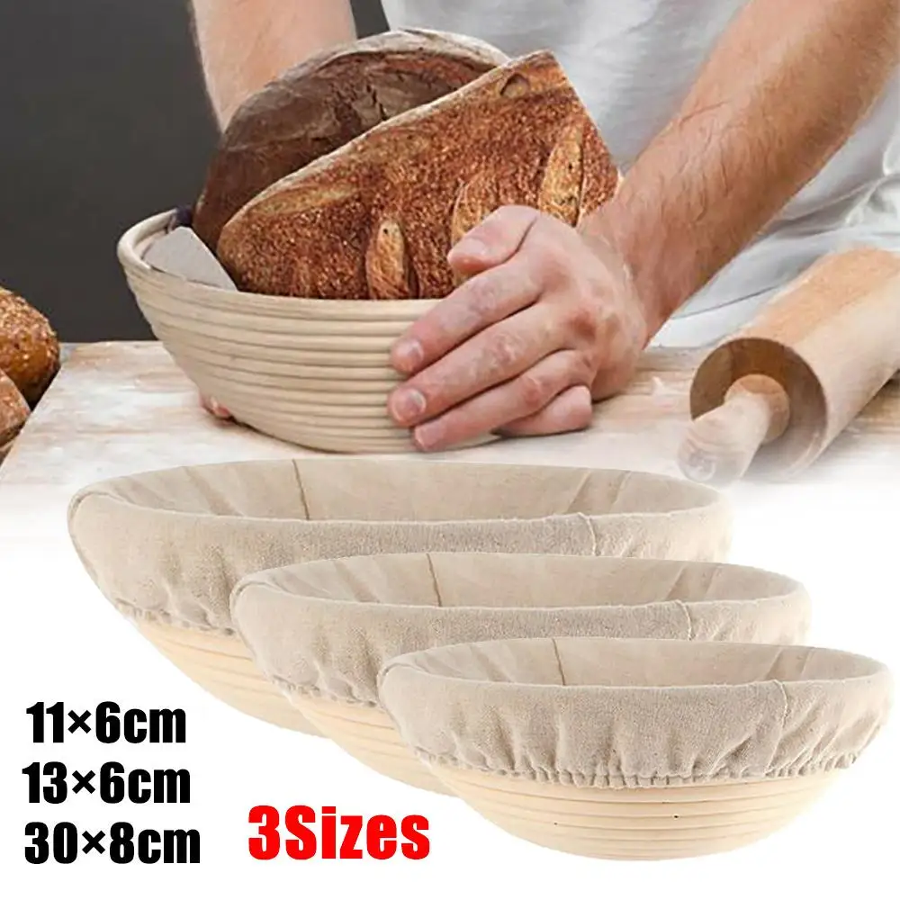 3Size Natural Handmade Round Bread Dough Fermentation Rattan Basket W/ Liner Durable Various Sizes 11*6cm,13*6cm,30x8cm
3Size Natural Handmade Round Bread Dough Fermentation Rattan Basket W/ Liner Durable Various Sizes 11*6cm,13*6cm,30x8cm