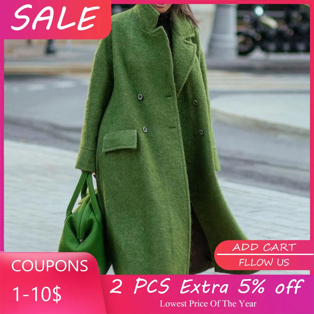 Overcoat 2021 Autumn Winter Women Woolen Coat Green Loose Casual Thicken Warm Temperament Commute Fashion Korean Style Jacket
Overcoat 2021 Autumn Winter Women Woolen Coat Green Loose Casual Thicken Warm Temperament Commute Fashion Korean Style Jacket