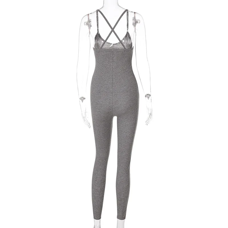 Women Ribbed Knit Jumpsuit, Adults Summer Sleeveless Criss-cross Spaghetti Strap V-Neck Yoga Jumpsuit 
Women Ribbed Knit Jumpsuit, Adults Summer Sleeveless Criss-cross Spaghetti Strap V-Neck Yoga Jumpsuit
