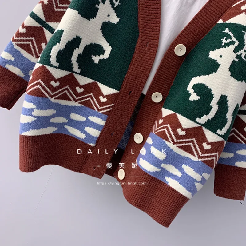 Christmas Fawn Sweater Women Vintage Knitted CardigansSweaters Kawaii Sweater Autumn Winter Cardigans Sweater Clothes Coat 
Christmas Fawn Sweater Women Vintage Knitted CardigansSweaters Kawaii Sweater Autumn Winter Cardigans Sweater Clothes Coat