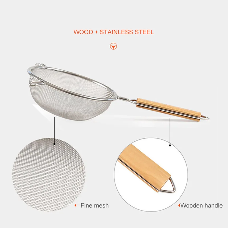 5 Sizes Stainless Steel Strainer Wooden Handle Colander Binaural Filter Household Kitchenware Cooking Mesh Sifter Kitchen Gadget
5 Sizes Stainless Steel Strainer Wooden Handle Colander Binaural Filter Household Kitchenware Cooking Mesh Sifter Kitchen Gadget