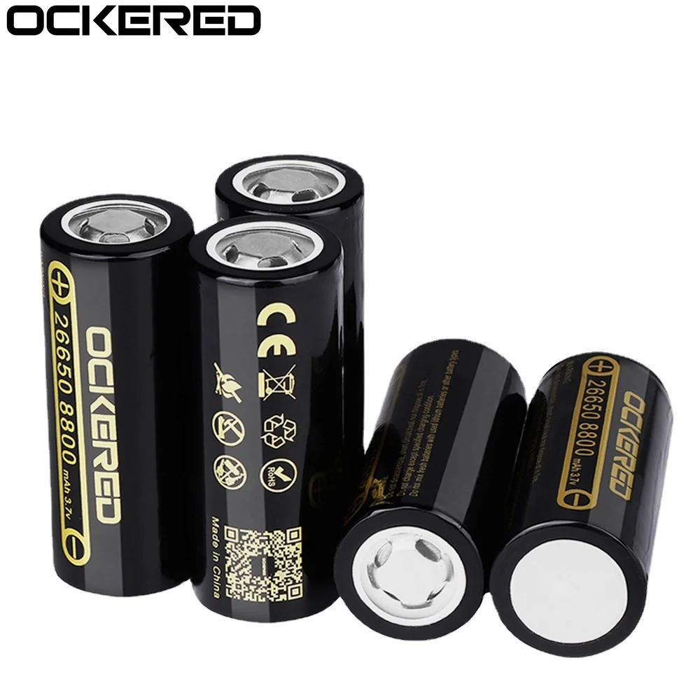 

Ockered 26650 3.7V 8800mAh Rechargeable Lithium Battery High Current Replacement Batteries for LED Flashlight Li-ion Battery