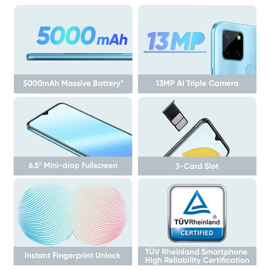 Смартфон глобальная версия realme C21Y 6 5 дюйма 3/4 + 32/64 ГБ 13 МП 5000 мА · ч | Мобильные