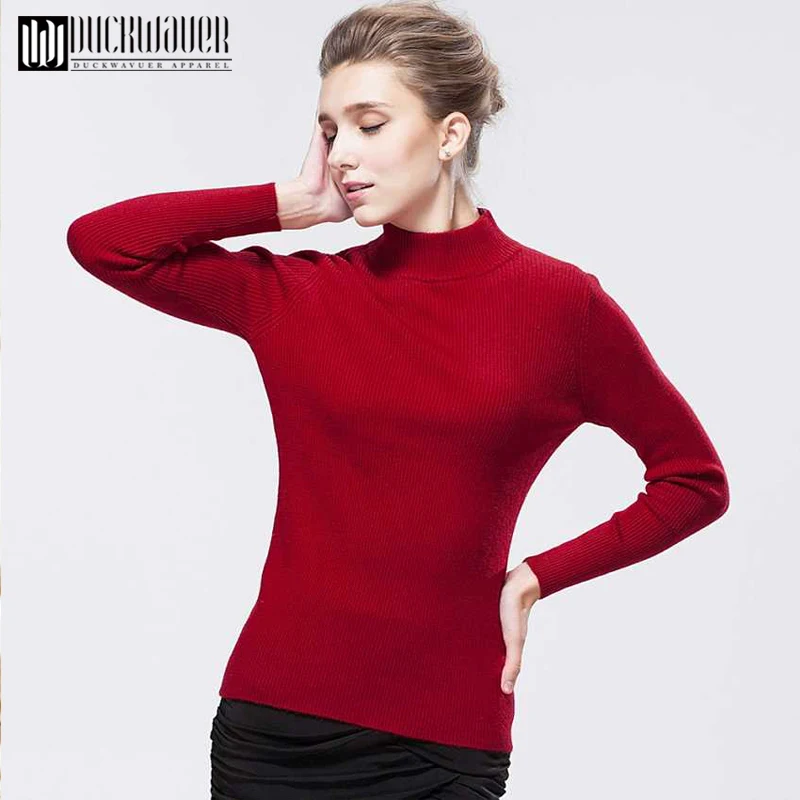 Duckwaver водолазка пуловеры свитера трикотажные S-XL размера плюс 15 цветов эластичный