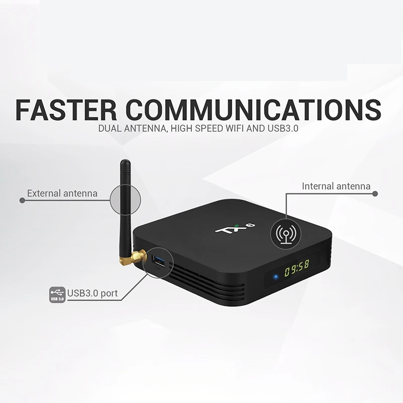 TX6 Android 9.0 TV Box 4+32G 2.4G Wifi Quad Core USB 3.0 4K Set Top Box TX6 Media Box(US Plug)
TX6 Android 9.0 TV Box 4+32G 2.4G Wifi Quad Core USB 3.0 4K Set Top Box TX6 Media Box(US Plug)