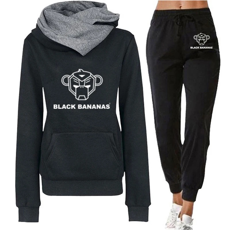 2021 New Women Fashion Sportwear set black printed hoodies and pants two piece suit tracksuit Casual gym set banana woman
2021 New Women Fashion Sportwear set black printed hoodies and pants two piece suit tracksuit Casual gym set banana woman