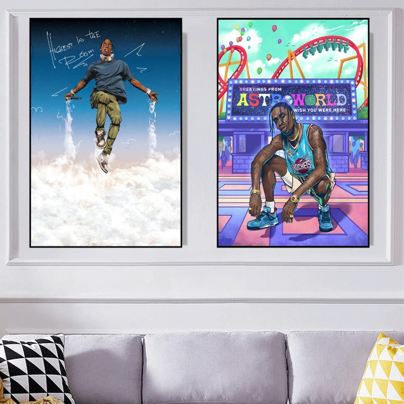 Canvas Painting Hip-Hop Singer Travis Sccot In The Sky Cartoon Picture on Poster Art Prints Wall Decoration for Living Room
Canvas Painting Hip-Hop Singer Travis Sccot In The Sky Cartoon Picture on Poster Art Prints Wall Decoration for Living Room