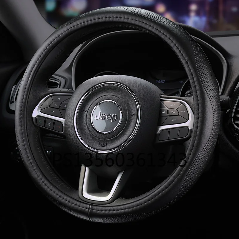 Suitable for Jeep Compass Commander Wrangler Renegade Cherokee leather steering wheel cover
Suitable for Jeep Compass Commander Wrangler Renegade Cherokee leather steering wheel cover