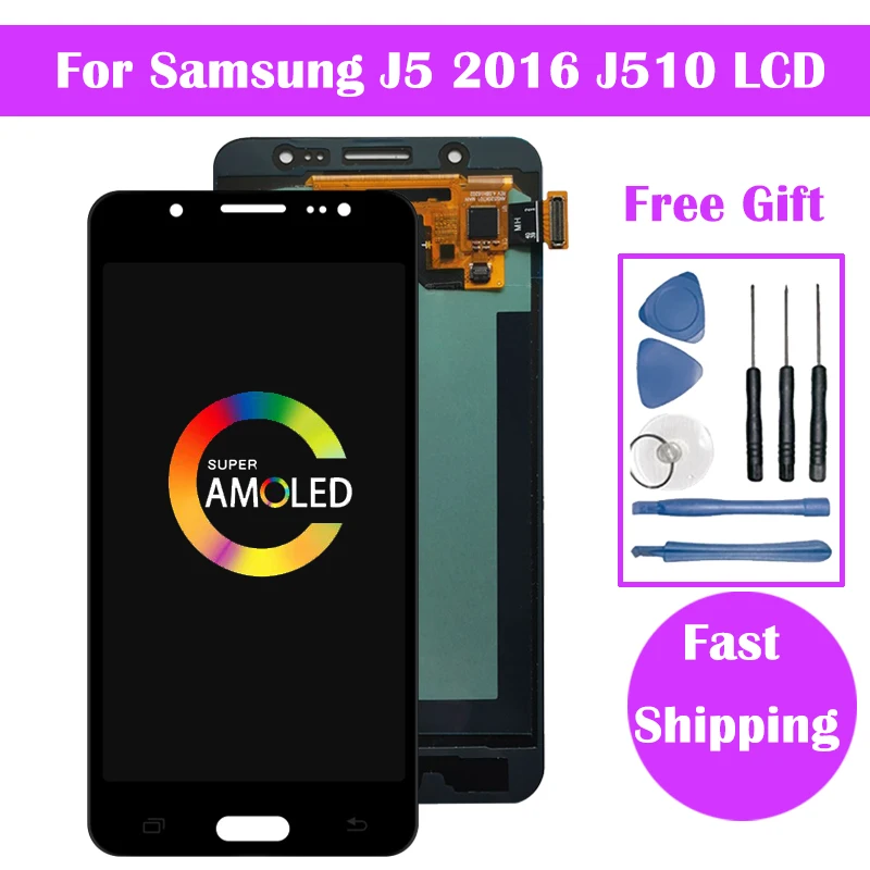 ЖК-дисплей Super AMOLED для Samsung Galaxy J5 2016 дисплей J510 J510FN J510G J510Y сенсорный экран с