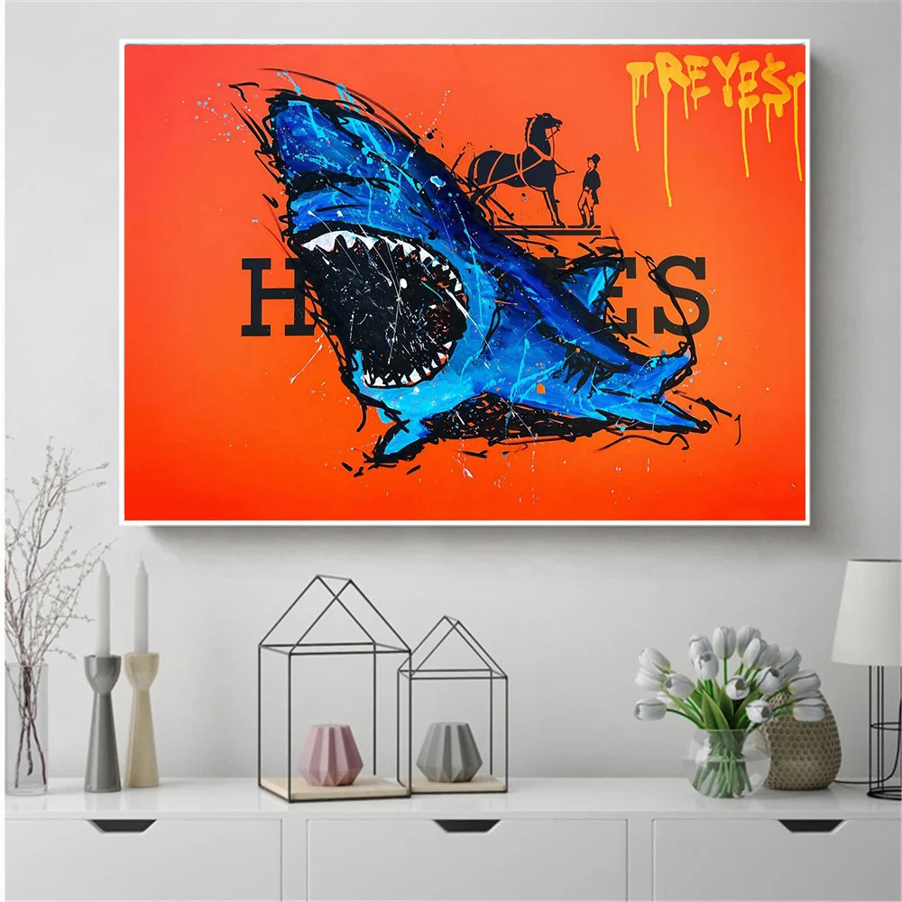 Cartoon shark Poster Canvas Painting Graffiti Street Art Wall Picture For Living Room Home Decor Posters And Prints Wall Decor
Cartoon shark Poster Canvas Painting Graffiti Street Art Wall Picture For Living Room Home Decor Posters And Prints Wall Decor