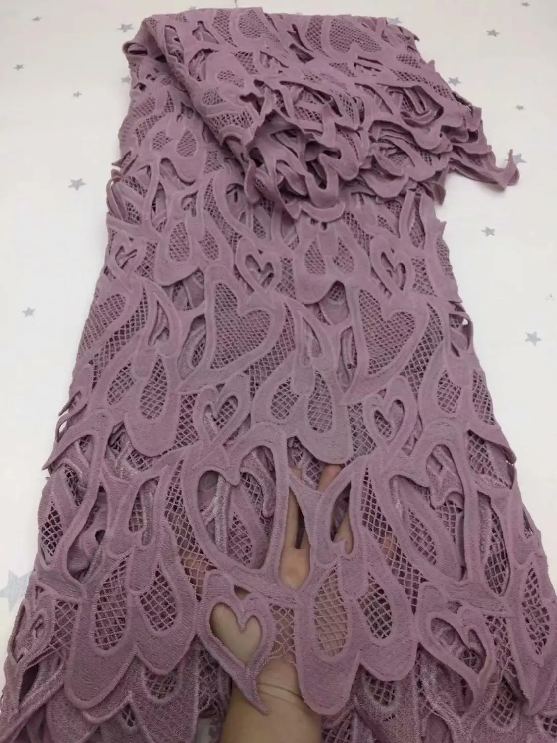 

Softly Beautiful Unique Dusty Pink American African Asoebi Fabric Guipure Cord Lace For Bridal Dress Sewing